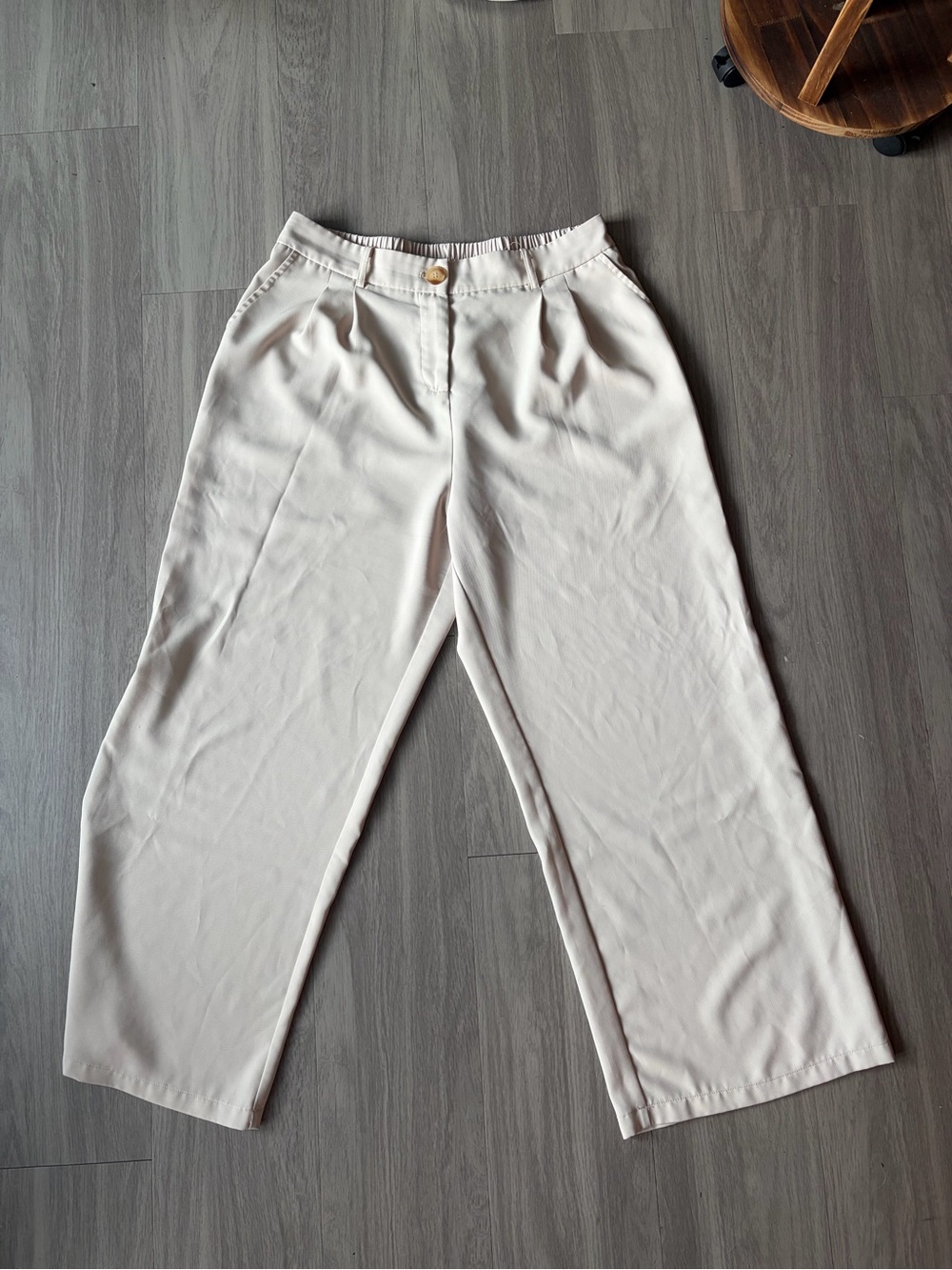 Women's Cream Straight-Leg Trousers